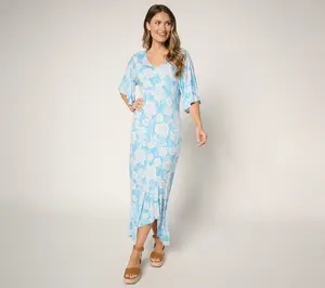 Peace Love World Boheme Regular Knit Flutter Sleeve V-Neck Dress