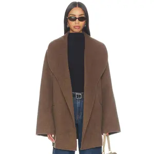 SEROYA Dulcetta Wool Coat in Sable Brown