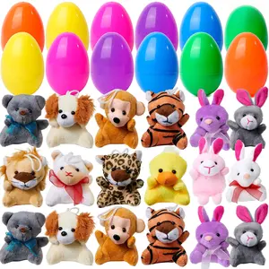 Easter Eggs Filled with Stuffed Animal Toys - 12-Pack Plush Bunny & Chick Surprise Eggs - Perfect for Easter Basket Stuffers, Egg Hunts, and Gifts for Toddlers, Boys, and Girls
