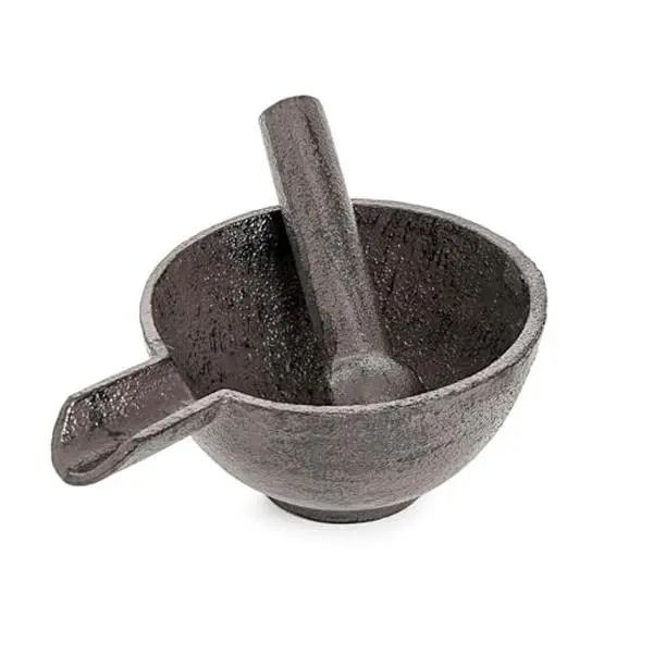 Sungmor Cast Iron Mortar and Pestle Kitchenware, Small Heavy-Duty Black Seasoning Utensil with 3.9in Spouted Grind Set & 3.9in Long Pestle, Vintage Rustic Kitchen Gadgets for Grinding Spices, Herbs