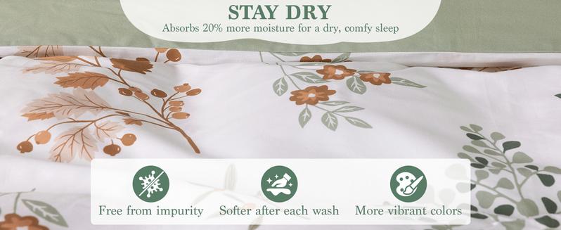 Shilucheng Floral Cotton Duvet Cover 3 Piece Set Soft Breathable Botanical Print Bedding Comforter Cover Perfect To Upgrade Your Bedroom Atmosphere bed  set cozy  bed  sheets