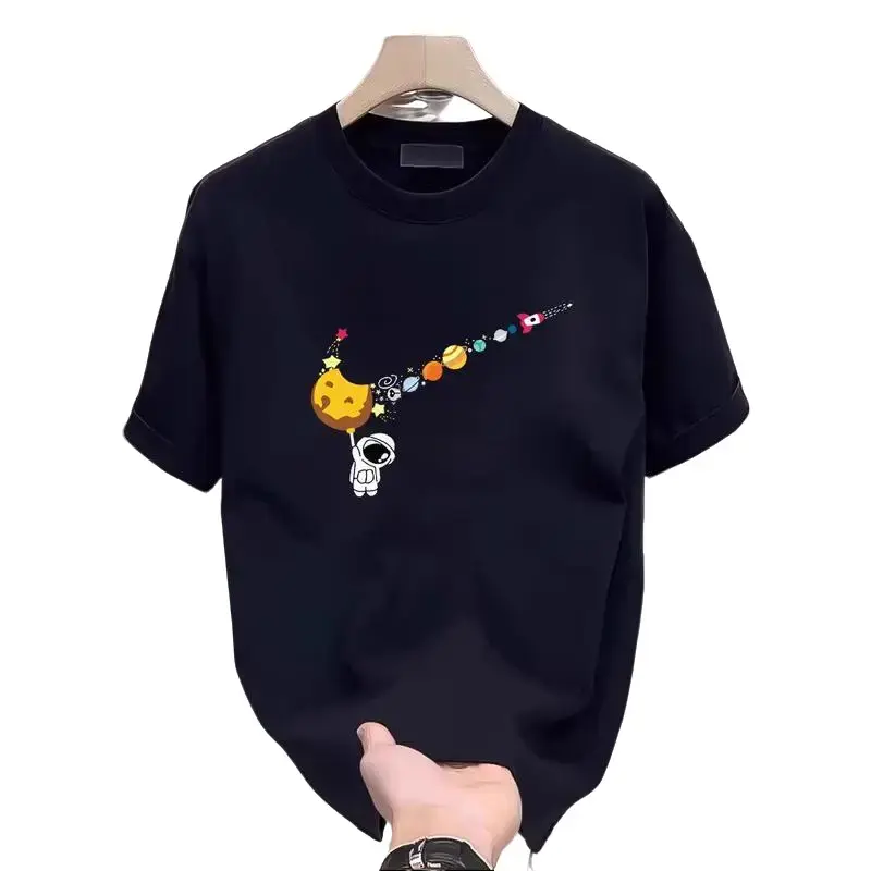 fashion cotton graphic T-shirt featuring space planet elements, breathable and comfortable, machine washable, unisex design, perfect for summer casual wear. shirts men good tees