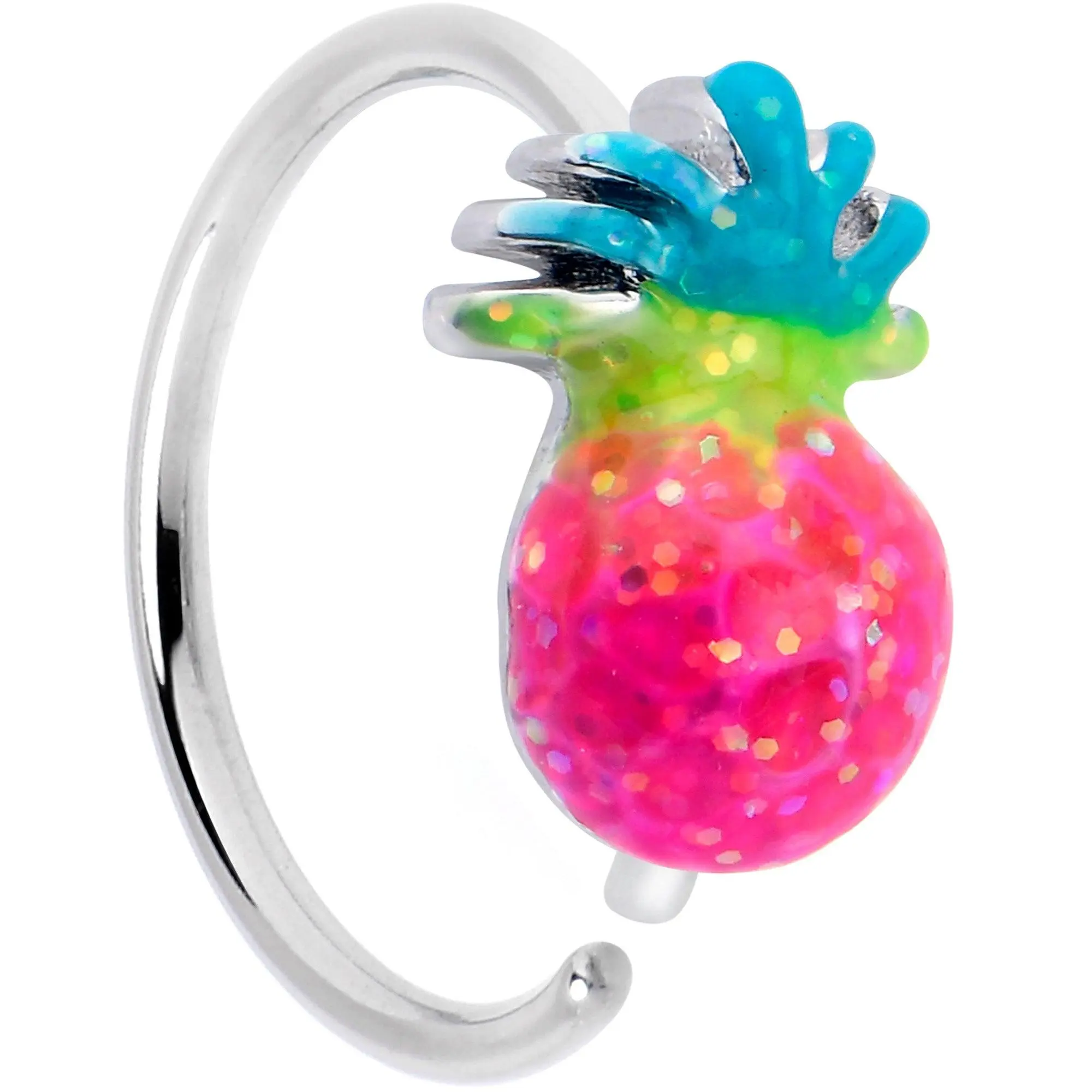 20 Gauge 5/16 Hot Tropical Pineapple Nose Hoop 20 Gauge 5/16 Hot Tropical Pineapple Nose Hoop