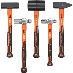 5-Piece Hammer Set, 16oz Ball Pein Hammer |   32oz Ball Pein Hammer |   32oz Rubber Mallet |   3lb Sledge Hammer |   3lb Cross Peen Hammer
