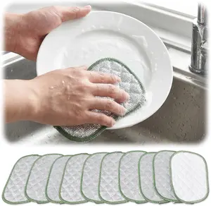 10PCS Double Side Non Scratch Wire Dishcloths, Reusable Wire Dish Cloth, Multipurpose Metal Dishwashing Rags for Wet and Dry, Metal Scrubbing Pads for Kitchen, Sinks, Pots, Pans, Cookware and Stove