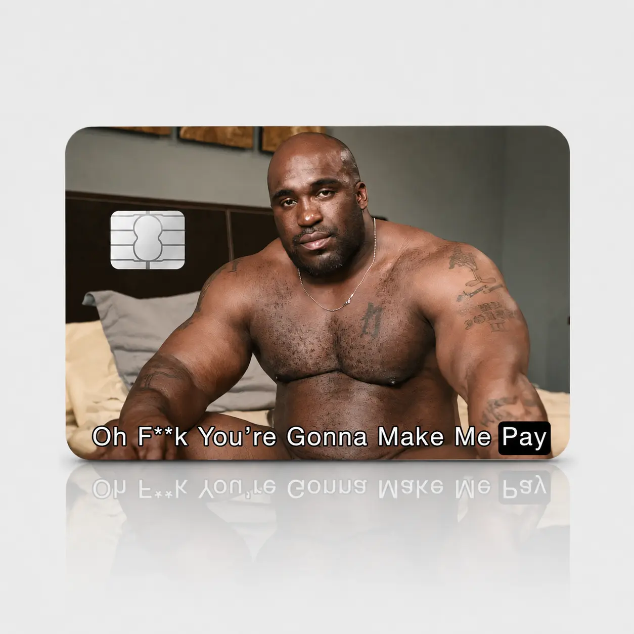 2 PACK Funny Make Me Pay Credit Card Skin Sticker, Muscular Man Meme Debit Card Cover, Adult Humor Bank Card Decal, Gift for Him