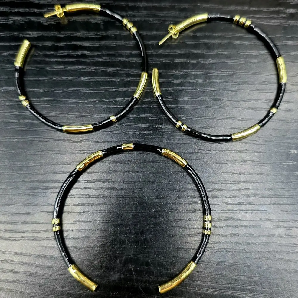 Set de Bangley Arracadas laminado 14 k