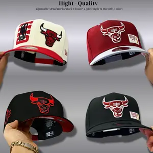 NBA Chicago Bulls Snapback Hat – Flat Brim Basketball Cap, Adjustable Fit, Premium Raised Embroidery, Black Red White Streetwear Urban Fashion Hat for Men Women, Casual Sports Outfit, Popular TikTok Trend Gift