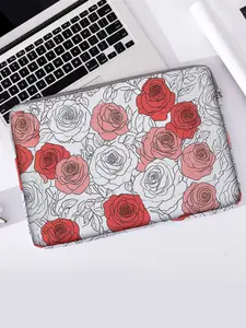 Rose Flower Pattern Printed Notebook Bag, Soft Laptop Sleeve for All Seasons, Ideal for Tablets and Valentine's Gifts, Computer Bag