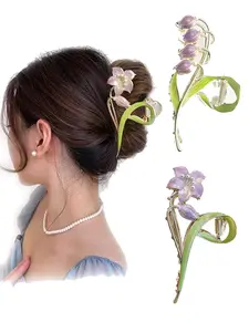 Flower Hair Claw Clips, Gardenia Flower Shape Hairpin Jaw Clips Jumbo Hair Claw Clips Duck Bill Hair Clips Fashion Hair Accessories For Women Girls Hair Clip Set