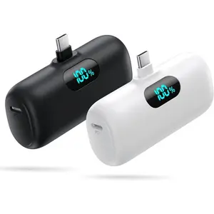 [2-Pack] Mini Portable Charger 5000mAh Power Bank,3A PD USB C Cell Phone Portable Power, LCD Display Battery Pack Compatible With iPhone 16,15,15 plus,15 pro,15 pro Max,Android,Samsung,Moto,LG etc