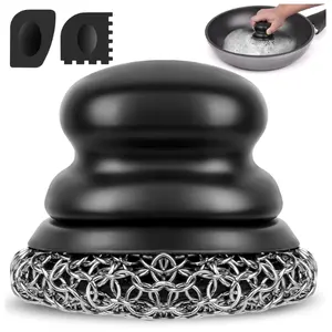 Cast Iron Scrubber and Scraper, Chain Mail Scrubber Cast Iron for Cleaning Dishes, Stock Pots, Pans, Griddles, Grills, Dish Scouring Pads