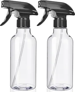 Spray Bottles 2-Pack, 10 Oz, Mist & Stream, Heavy Duty Spraying Empty Water Sprayer Bottle,  Plastic Refillable Containers for Cleaning Solutions, , Hair, Essential Oils (Clear)