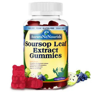 Sugar Free Soursop Gummies with Probiotics & Fiber 100 Billion CFUs, Organic Soursop Leave Extract with Vitamin C B-Complex for Digestive Gut Health