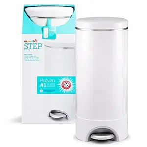 Munchkin® Step Diaper Pail Powered by Arm & Hammer, #1 in Odor Control, Award-Winning, Includes 1 Refill Ring and 1 Snap, Seal & toss Bag