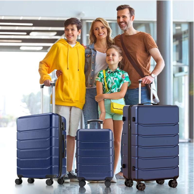 Set of 3 Hardside Luggage, Expandable Rolling Luggage with TSA Lock and Spinner Wheels, Blue