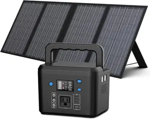 200W Portable Power Station, 120Wh/33,000mAh Power Bank with AC Outlet, 110V, 6 Outputs, Solar Generator, External Battery Pack with LED Light for Home & Camping.