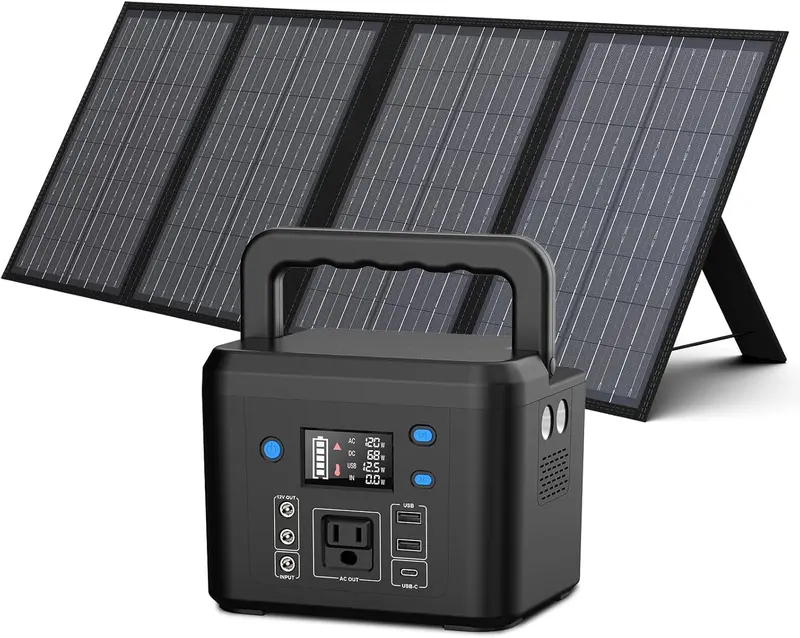 200W Portable Power Station, 120Wh/33,000mAh Power Bank with AC Outlet, 110V, 6 Outputs, Solar Generator, External Battery Pack with LED Light for Home & Camping.