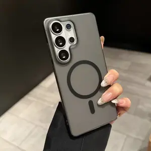 New luxury matte semi-transparent magnetic phone case compatible with Samsung Galaxy S26 Ultra, S25/S24/S23/S22 Edge, FE, and Plus; ultra-thin ice mist PC case with a premium feel, supports wireless charging, perfect holiday party gift.