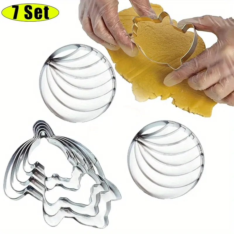Stainless Steel Concha Cutter Set - 4.1in Concha Stamp, Mexican Bread Mold, 5-Size Pig Cookie Cutters, Corrosion-Resistant Baking Utensils with Scraper for Bake Control & Clean Workstation (Dishwasher Safe, Pan Dulce Marcador de Conchas)