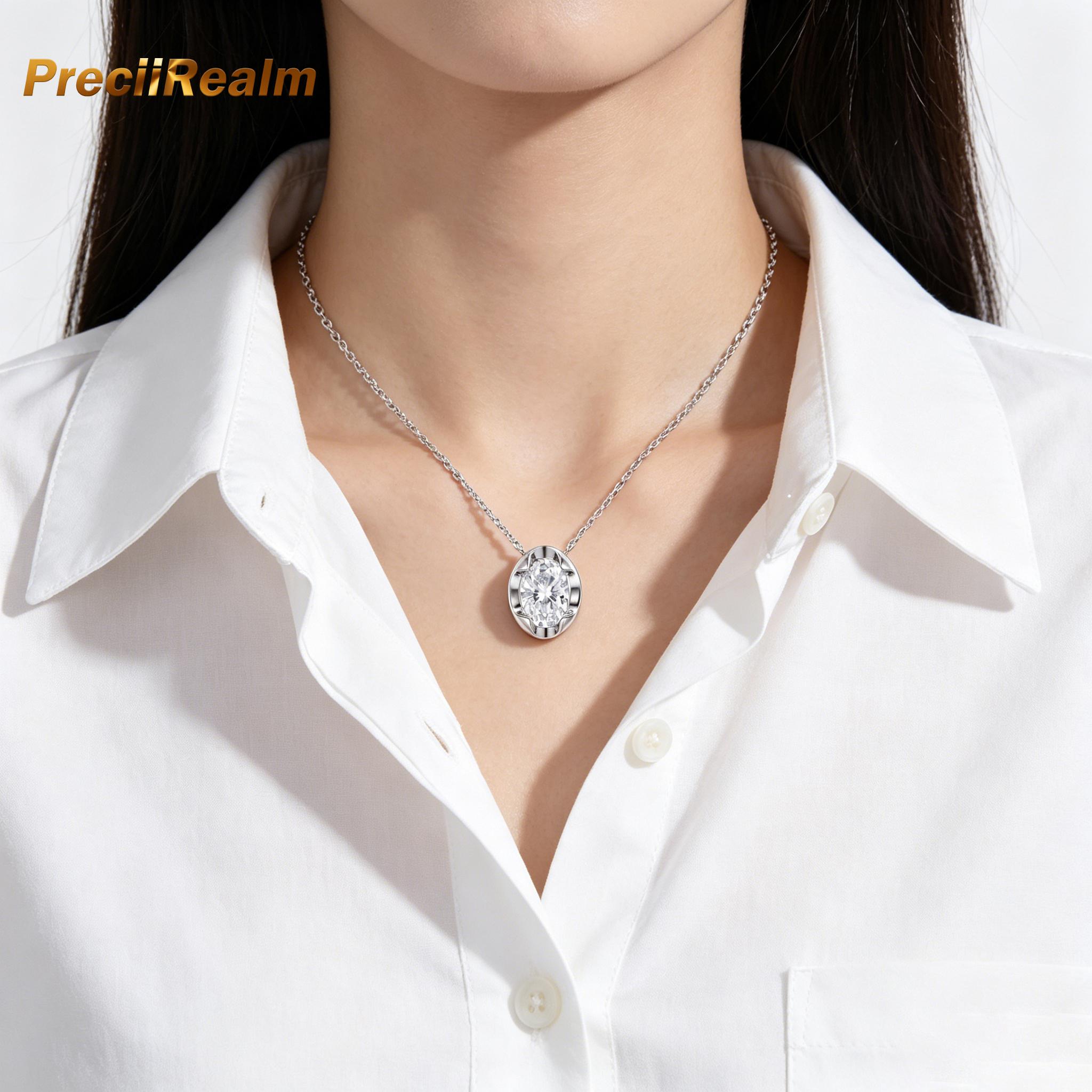 PreciiRealm 14K Gold Crystal Necklace Cubic Zirconia Dainty Choker Necklace, back of the diamond is engraved with a cross ,Fashionable Zircon Necklace for Women