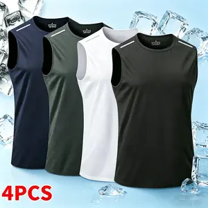 Men’s summer outdoor casual tank top—solid-color sleeveless men’s outdoor apparel for hiking and leisure activities, made from polyester knit fabric that is cool, breathable, quick-drying, and soft and comfortable. A multifunctional fitness garment suitab