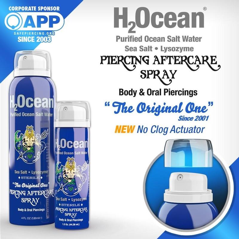 H2Ocean Piercing Aftercare Spray - Natural & Organic Saline Solution – Sea Salt + Lysozyme Formula for New Piercings – Gently Cleanses and Moisturizes Daily