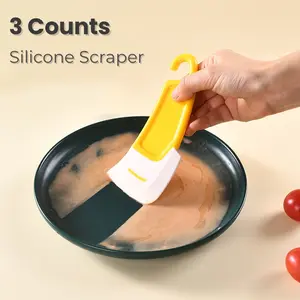 3 Counts Removing Oil Scraper Tools，3D Printer Silicone Scraper,Remove Food Rubber Spatula Tools for Cleaning/Mixing/Baking/Cooking，Non Stick Kitchen Scraper for Removing Oil