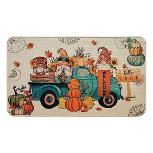 Fall Decorative Doormat, Hello Fall Door mat  Pumpkins Welcome Floor Door Mat for Indoor Outdoor Entrance Non-Slip 17 x 30 Inch