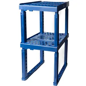 Adjustable Width and Height Locker Organizer Shelf, 2 Pack Blue, Ideal Storage Organizer for School, Office and Gym Lockers