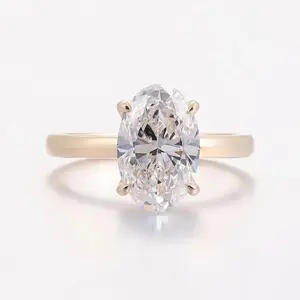 3 Carat Oval Cut Lab Grown Diamond Ring in 18k Gold