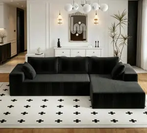 96" Cloud Sectional Couch with L-Shape Chaise,Modern Modular Sofa with Deep Seat, Upholstered Couches for Living Room Bedroom,No Assembly Required (Plush Corduroy Fabric)