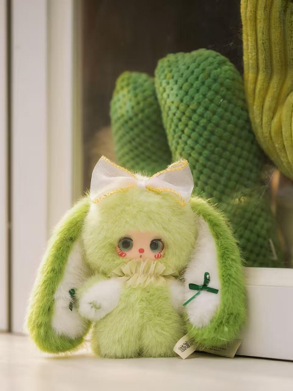 LISM Liila‘s rainbow candy rabbit plush toy doll，Bunny Plush Dolls，Soft Furry Collectibles，Backpack or clothing decoration，Stuffed Animal