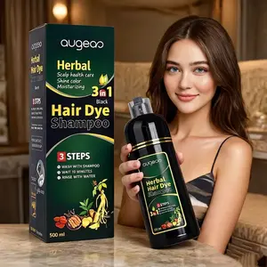 3-in-1 Hair Dye Shampoo, 16 oz (500g) Haircolor Shampoo for Gray Hair Coverage, Gentle Mild Botanical Haircare with Herbal Ginseng Extract, Black & Coffee Shades