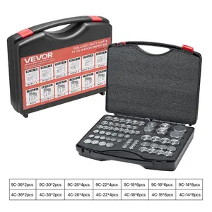 VEVOR 72 PCS JIC Hydraulic Fittings, Heavy Duty Master Industrial Hydraulic Cap and Plug, Hose Tube and Pipe Fitting Kit Cap and Plug Kit Precision Threading in 37 Dash Sizes 4 6 8 10 12 16