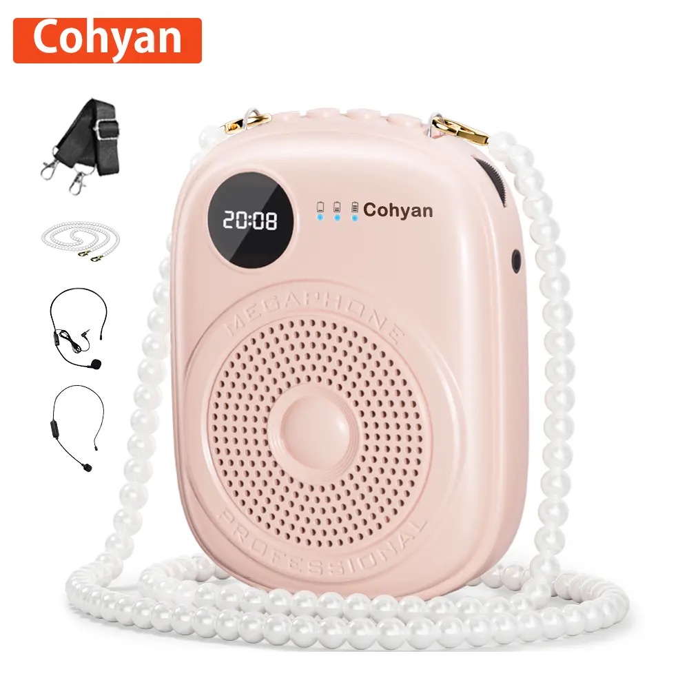 COHYAN Portable Voice Amplifier with Wired Headset Mic & Belt Clip, Dual & Single Microphone Versions, Pink/Beige/Black, Ideal for Teachers & Tour Guides summervibes, Wireless, 15W-20W Speaker, Built-In Amplifiers, Audio, 8–12H Run Time, Fitness, Trainers