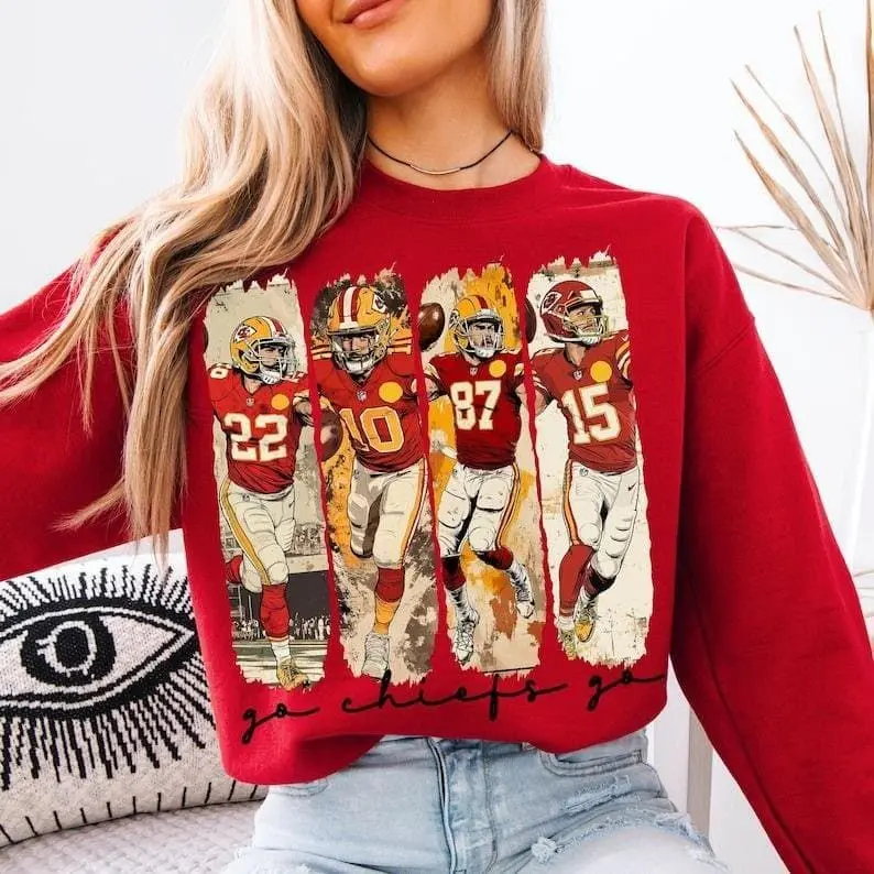[SALE OFF TO 35%] Chief Football Sweatshirt, Kansas City Cheer Sweatshirt, Mahomes and Kelce Halftime Sweatshirt, Retro Kansas City Game Day Apparel