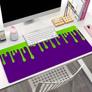 Purple and Green Slime Drip XXL Gaming Mouse Pad, Vibrant Neon Themed Extended Desk Mat, Non-Slip Rubber Base Stitched Lock Edge Desk Mat, Durable Computer Accessory for Home Office & Gaming Setup, Perfect Gift for Gamers & Gaming Fans Boy