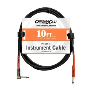 ChromaCast Pro Series Instrument Cable, Straight - Angle, Sunset Orange, 10 feet | USA Lifetime Guarantee