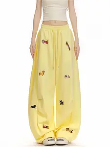 Unisex Embroidery Puppy Baggy Barrel Sweatpants Y2K Streetwear Loose Fit Vintage Joggers, Hip-hop Preppy Loose Casual Wide Leg Pants, Drawstring Jogger Casual Pants Jazz Dance Sports Pants