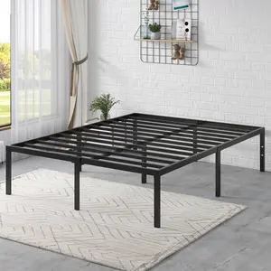 HOOMIC 3-Legged Platform Metal Bed Frame【Frame Only No Mattress】,No Headboard-Matte Black Powder Coat,Twin/Full/Queen/King,No Box Spring Needed