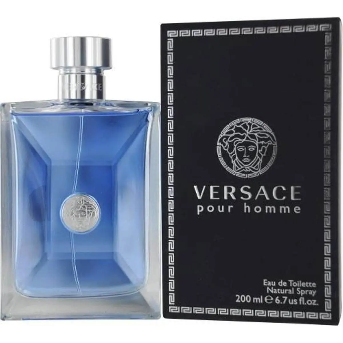 VERSACE Pour Homme Eau de Toilette, Aromatic Bergamot & Cedarwood Cologne for Men, Masculine Ambery Woody Scent, 6.7 fl oz, Ambery Woody Fragrance