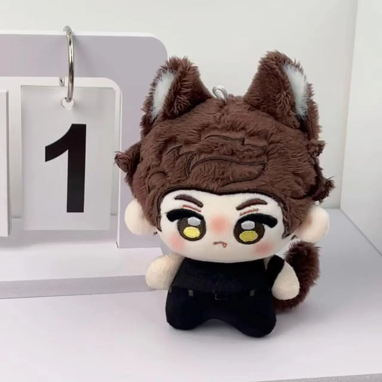 Valko Wolf Cub Plush Keychain, Love Deepspace Fan Merch, Fluffy Ears Tail Bag Charm,A card and a 5cm Acrylic keychain as a free gift