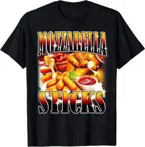Mozzarella Cheese Sticks Bootleg Rap CD Aesthetic Funny Meme Casual Short sleeve Cotton T-Shirt