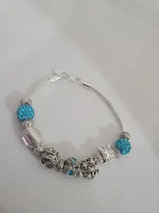 Blue Pavé Sterling Silver Charm Bracelet