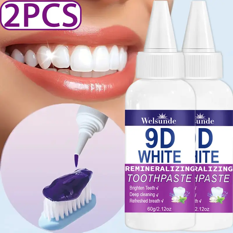 2PCS Smokers' Purple Whitening Liquid Toothpaste (60g) - Natural Ingredient Daily Oral Care, Teeth Whitening Products, Mint Fresh Breath, Enamel Safe Gentle Care for Sensitive Teeth, Removes Smoke & Coffee Stains  fluoride-free protects gum super gap