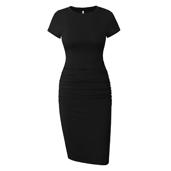 Stretchy Ruched Maternity Dress Soft Cotton Bodycon Bump Friendly Summer Dress with Side Gathering for Pregnancy Stretchy Ruched Maternity Dress Soft Cotton Bodycon Bump Friendly Summer Dress with Side Gathering for Pregnancy