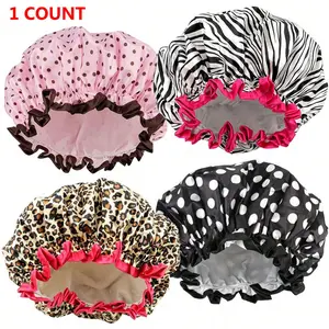 Shower Cap, 1 Count Elastic and Reusable Shower Cap, Double Layers Bathing Hat, Bathroom Supplies for Women & Girls, Shower Essentials