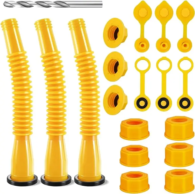 Enhanced Gas Can Spout Replacement Kit Anti-Spill Nozzle Flexible Vent Cap for 1...