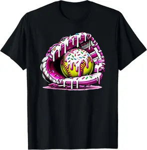 100% cotton Unisex Softball Drip Ice Cream Sprinkles Softball Glove T-Shirt 100% cotton Unisex Softball Drip Ice Cream Sprinkles Softball Glove T-Shirt
